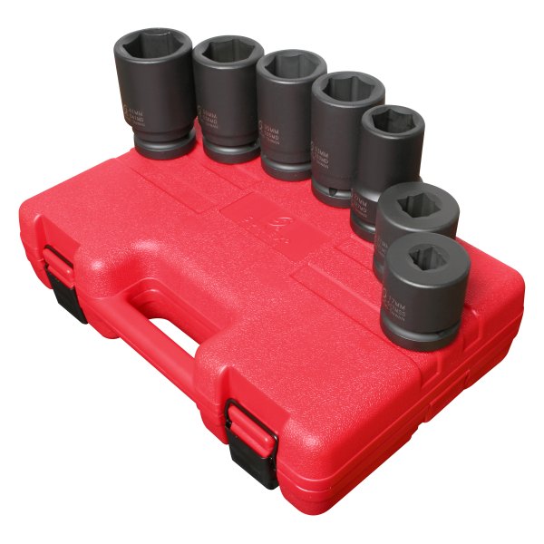 Sunex® - (7 Pieces) 1" Drive Metric 6-Point and 4-Point Impact Socket Set