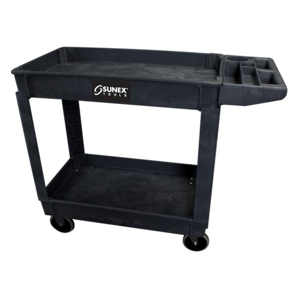 Sunex® - 33.5" x 41" x 18" Black Plastic Standard 2-Shelf Utility Cart