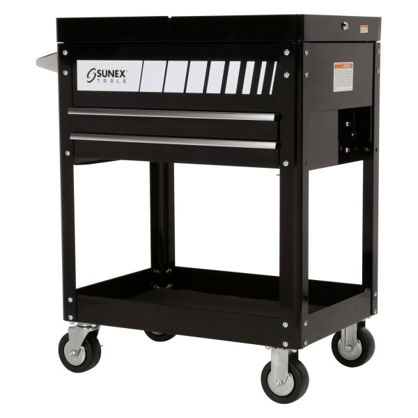 Sunex® - Compact 32" x 22" x 21" Black Steel Slide Top 2-Drawer 1-Shelf Utility Cart