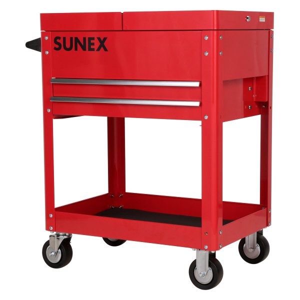 Sunex® - Compact 32" x 22" x 21" Red Steel Slide Top 2-Drawer 1-Shelf Utility Cart