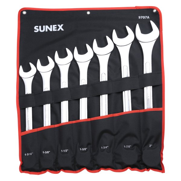 Sunex® - 7-piece 1-5/16" to 2" 12-Point Straight Raised Panel Jumbo Combination Wrench Set