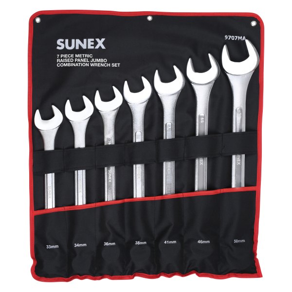 Sunex® - 7-piece 33 to 50 mm 12-Point Straight Head Raised Panel Combination Wrench Set