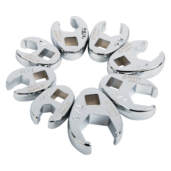 Sunex® - 8-piece 3/8" Drive 3/8" to 7/8" 6-Point Full Polished Flare Nut End Crowfoot Wrench Set