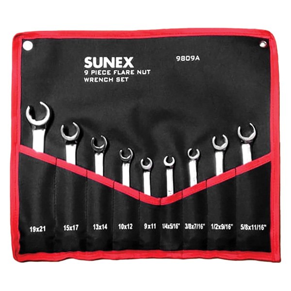 Sunex® - 9-piece 1/4" to 11/16" 6-Point Angled Double End Flare Nut Wrench Set