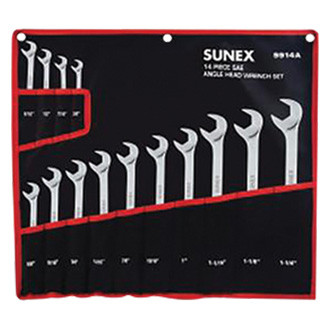 Sunex® - 14-piece 6 to 19 mm Rounded 60° Angled Head Full Polished Double Open End Wrench Set