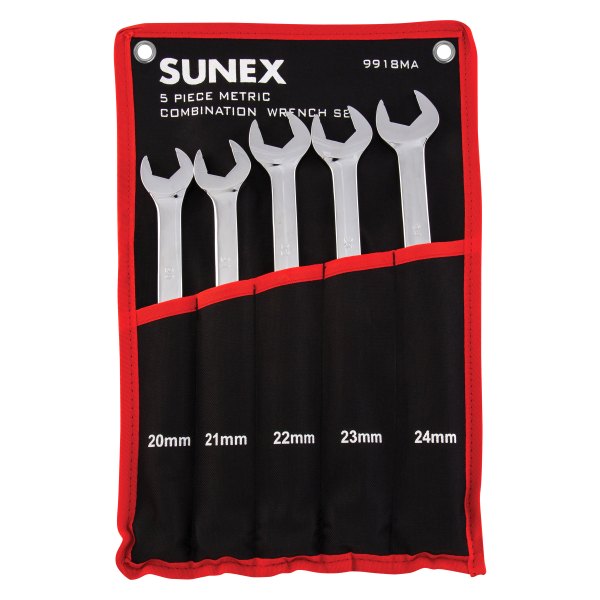 Sunex® - 5-piece 20 to 24 mm 12-Point Straight V-Groove Combination Wrench Set