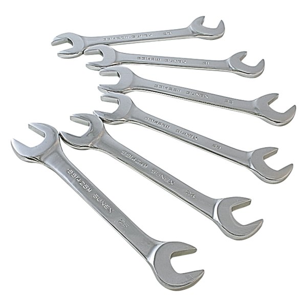 Sunex® - 6-piece 20 to 25 mm Rounded 60° Angled Head Full Polished Double Open End Wrench Set