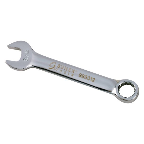 Sunex® - 3/8" 12-Point Straight Head Stubby Mirror Polished Combination Wrench