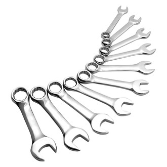 Sunex® - 10-piece 10 to 19 mm 12-Point Straight Head Stubby Full Polished Combination Wrench Set