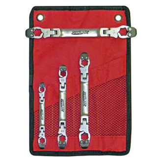 SUR&R® - 4-piece 8 to 15 mm 6-Point Chrome Flexible Double End Flare Nut Wrench Set