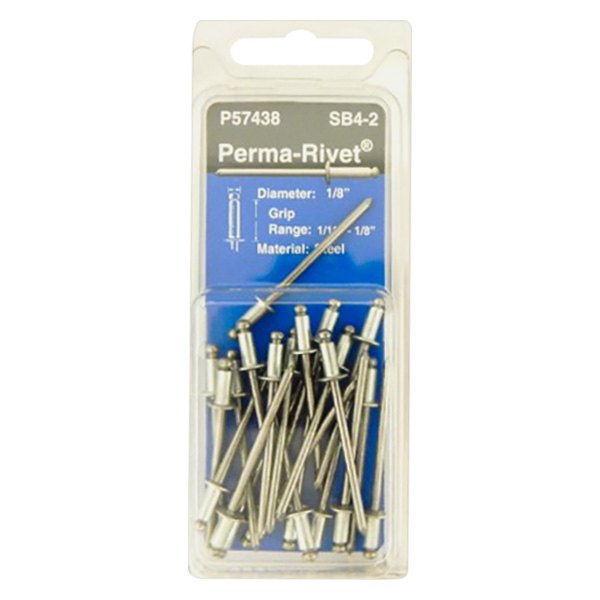 Thread Kits® - Perma-Rivet™ 1/8" x 1/8" SAE Steel Medium Head Silver Blind Rivets (25 Pieces)