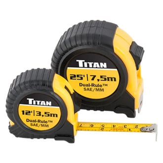 Titan Tools® 10903 - Dual-Rule™ 12' (3500 mm)/25' (7.5 m) SAE/Metric Measuring Tape Set