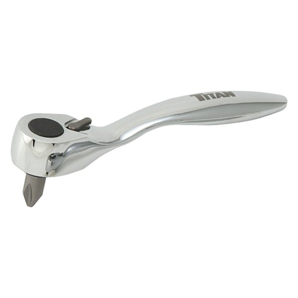 Titan Tools® - 1/4" Drive 60 Teeth Reversible Head Flat Metal Grip Bit Driver and #2 Phillips Bit