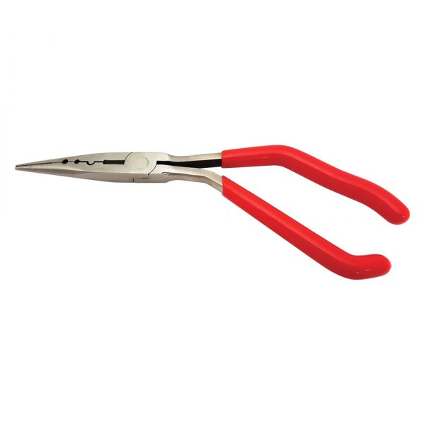 Titan Tools® - 9" Box Joint Bent Jaws Dipped Handle Cutting Needle Nose Pliers