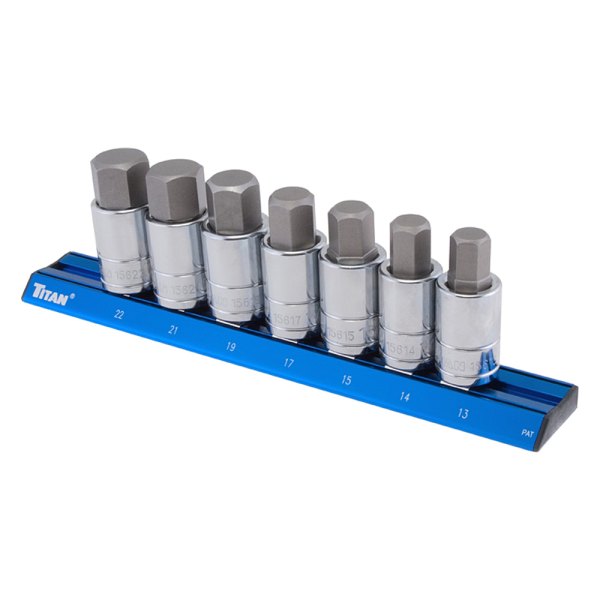 Titan Tools® - 1/2" Drive Metric Hex Bit Socket Set with Magnetic Rail 7 Pieces