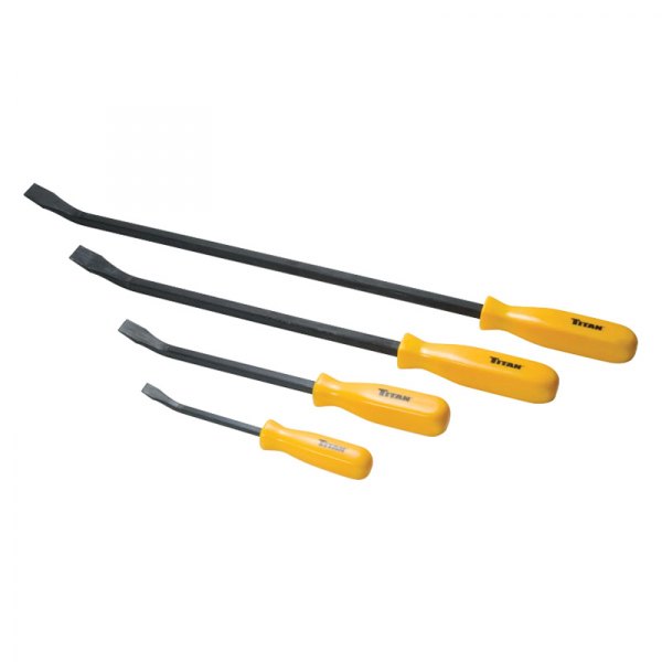 Titan Tools® - 4-piece 8" to 24" Curved End Yellow Screwdriver Handle Pry Bar Set