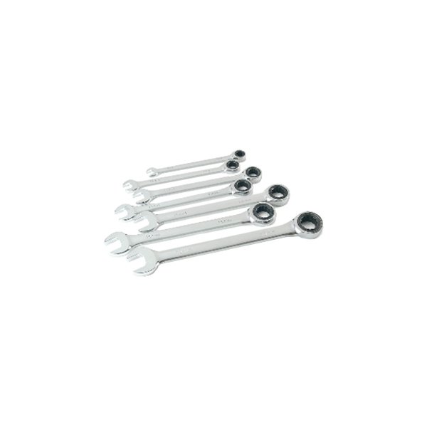 Titan Tools® - 7-piece 8 to 18 mm 12-Point Straight Head 72-Teeth Ratcheting Combination Wrench Set