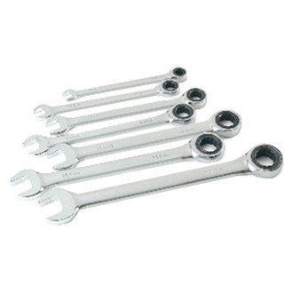 Titan Tools® - 7-piece 8 to 18 mm 12-Point Straight Head 72-Teeth Ratcheting Combination Wrench Set