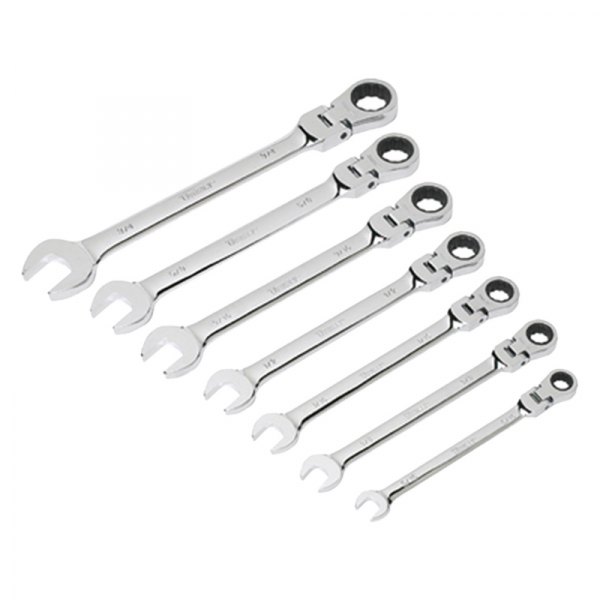 Titan Tools® - 7-piece 5/16" to 3/4" 12-Point Flexible Head 72-Teeth Ratcheting Combination Wrench Set