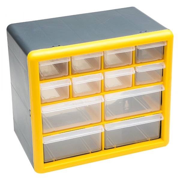 Titan Tools® - 12-Bin Black/Yellow Small Parts Cabinet
