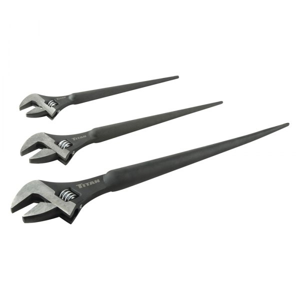 Titan Tools® - 3-piece 1-1/8" to 1-1/2" Black Oxide Adjustable End Spud Wrench Set