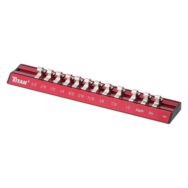 Titan Tools® - 1/2" Drive 12-Slot Red Aluminum Magnetic Socket Rail