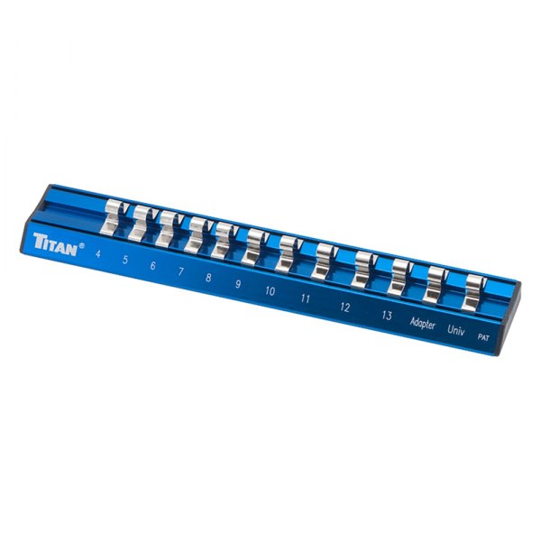 Titan Tools® - 1/4" Drive 12-Slot Blue Aluminum Magnetic Socket Rail