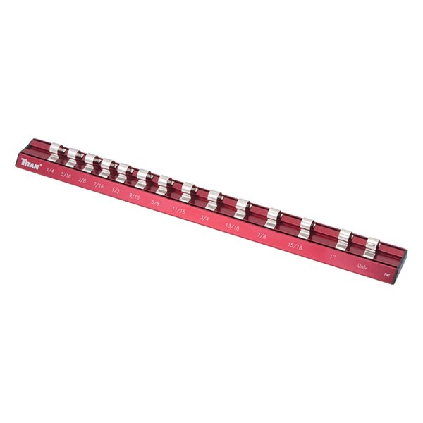 Titan Tools® - 3/8" Drive 14-Slot Red Aluminum Magnetic Socket Rail