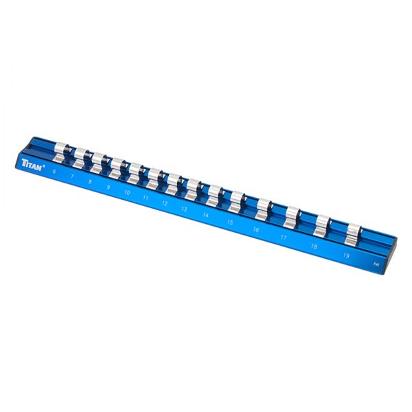 Titan Tools® - 3/8" Drive 14-Slot Blue Aluminum Magnetic Socket Rail