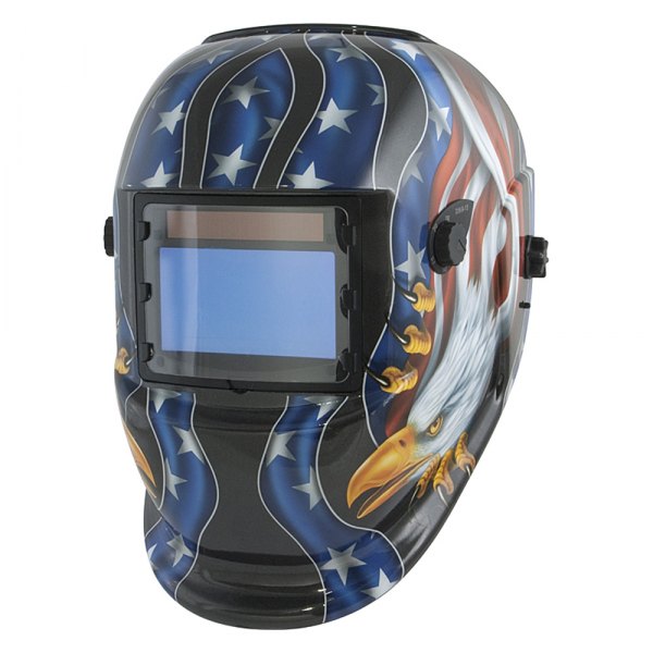 Titan Tools® - "US Flag/Eagle" Print Solar Auto-Darkening Welding Helmet with Li-ion Back-up Batteries