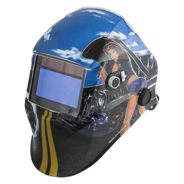 Titan Tools® - "Underhood PinUp Girl" Print Solar Auto-Darkening Welding Helmet with Li-ion Back-up Batteries