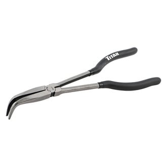 Titan Tools® - 11" Box Joint Bent Jaws Dipped Handle Long Reach Needle Nose Pliers