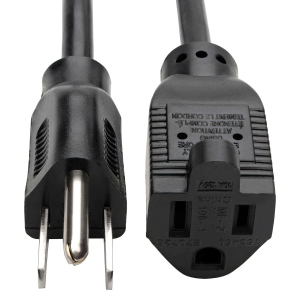 Tripp Lite® - Black Heavy Duty Locking 5-15P to 5-15R Extension Power Cord with Single Outlet (15', 18 AWG)
