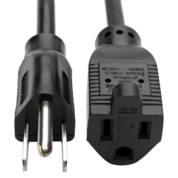 Tripp Lite® - Black Heavy Duty Locking 5-15P to 5-15R Extension Power Cord with Single Outlet (25', 18 AWG)