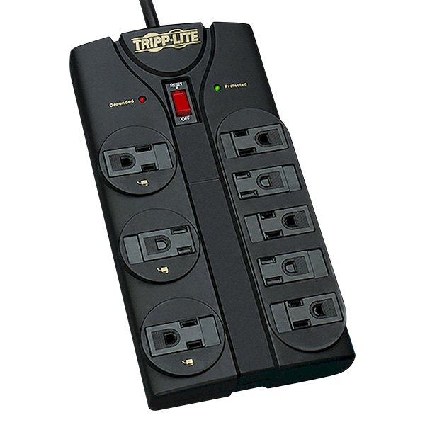 Tripp Lite® - Protect It!™ 8 Outlet Black Right Angle Surge Protector with 8' Cord and Diagnostic LED