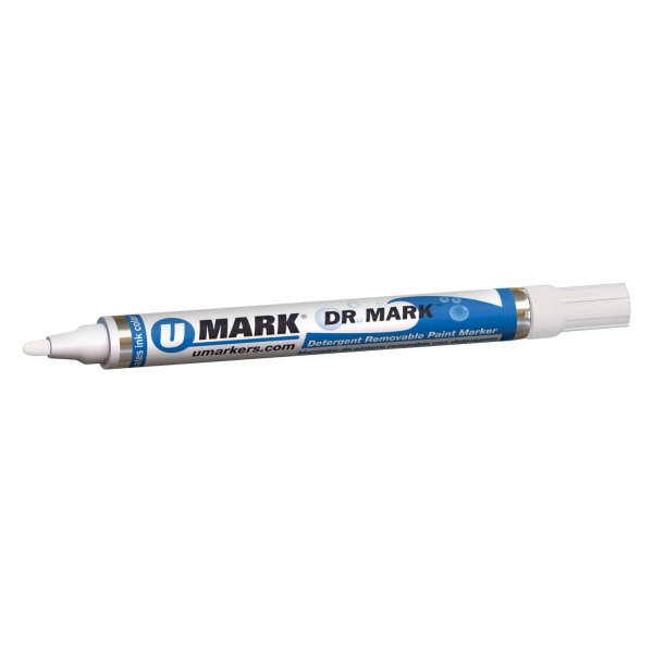U-Mark® - DR. MARK™ 1/14" White Detergent Removable Paint Marker