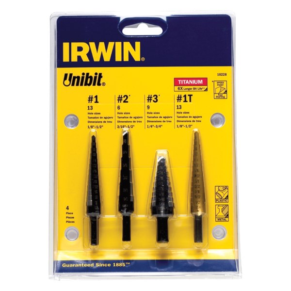 IRWIN® - Unibit™ 4-piece HSS/TiN Step Drill Bit Set