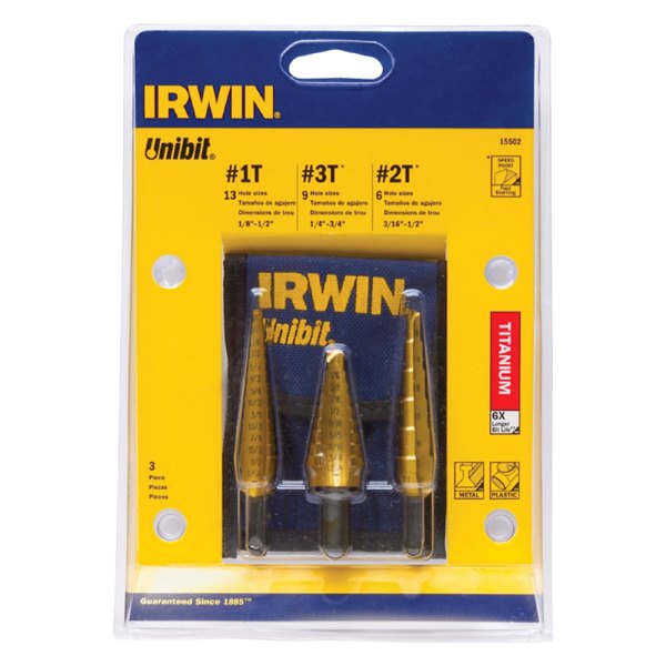 IRWIN® - Unibit™ 3-piece TiN Step Drill Bit Set