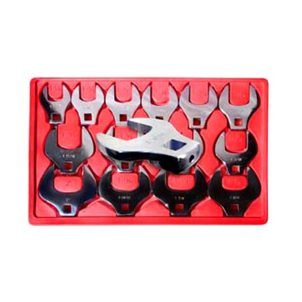 V8 Tools® - 14-piece 1/2" Drive 1-1/16" to 2" Mirror Polished Open End Crowfoot Wrench Set