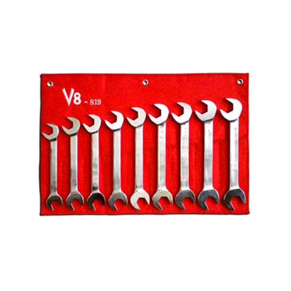 V8 Tools® - 9-piece 24 to 32 mm Hex 30° and 60° Angled Head Full Polished Double Open End Wrench Set