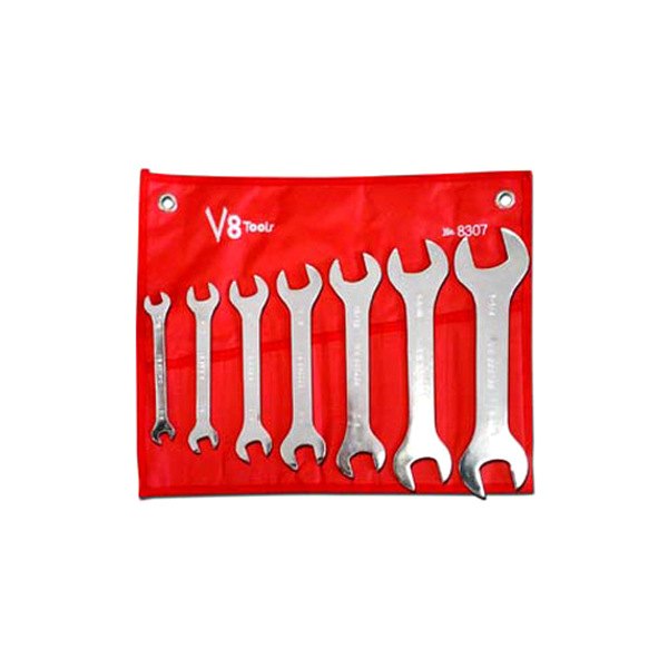 V8 Tools® - 7-piece 3/8" to 1-1/4" Rounded Thin Full Polished Double Open End Wrench Set