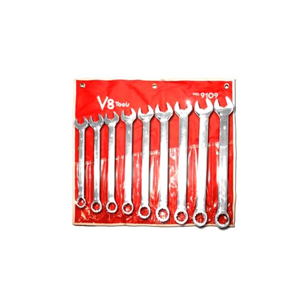 V8 Tools® - 9-piece 21 to 29 mm 12-Point Straight Head Mirror Polished Combination Wrench Set