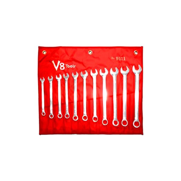 V8 Tools® - 11-piece 10 to 20 mm 12-Point Straight Head Mirror Polished Combination Wrench Set