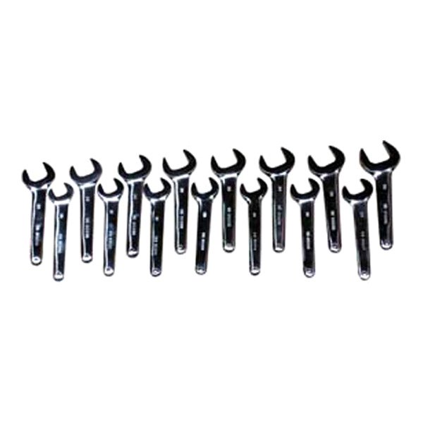 V8 Tools® - 15-piece 20 to 36 mm Rounded Full Polished Single Open End Wrench Set