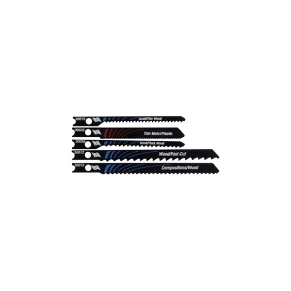 Vermont American® - 6 TPI to 21 TPI 2-3/4" and 3-5/8" High Carbon Steel and High Speed Steel U-Shank Jig Saw Blade Set (5 Pieces)