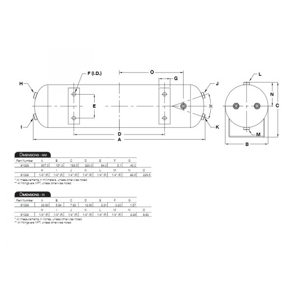 Viair 91028 2.5 gal Horizontal Black Air Tank TOOLSiD