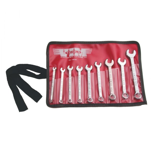 VIM Tools® - 9-piece 1/8" to 3/8" 6-Point Straight Head Midget Combination Wrench Set