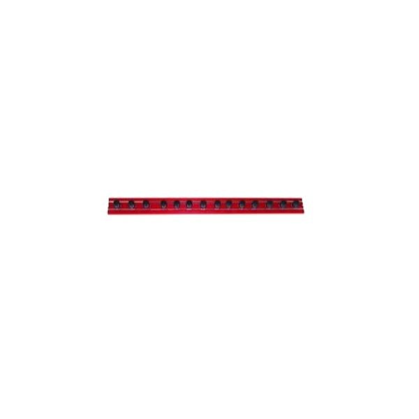 VIM Tools® - Magrail TL 1/4" Drive 8" 14-Slot Red Magnetic Socket Rail with 14-1/4" Studs