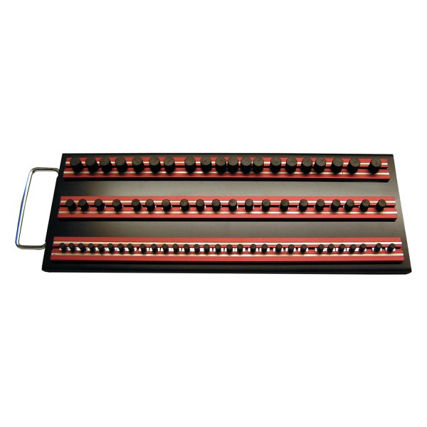 VIM Tools® - Magrail TL 1/4"-1/2" Drive Red Magnetic 3-Row Socket Tray