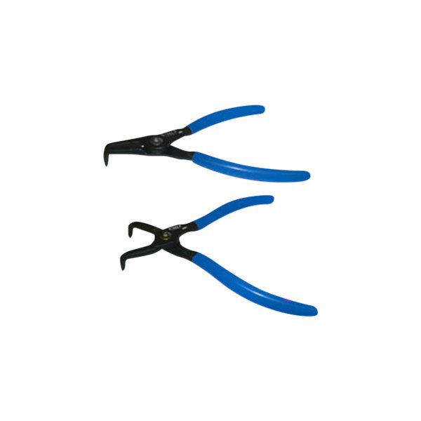 VIM Tools® - 2-piece Bent 0.070" Fixed Tips Internal/External Spring Loaded Snap Ring Pliers Set